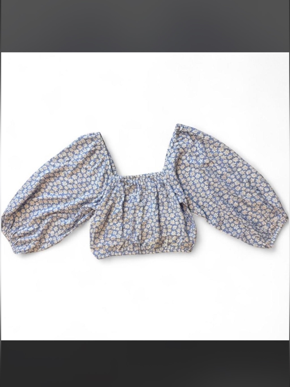 Billabong Blue and White Floral Off the Shoulder top